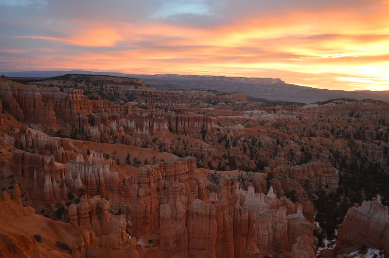 View of rock formations at sunset