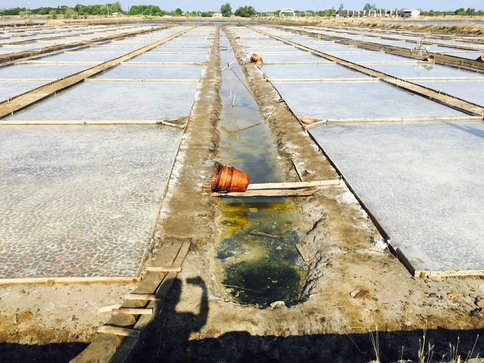 Surface level of salt pans
