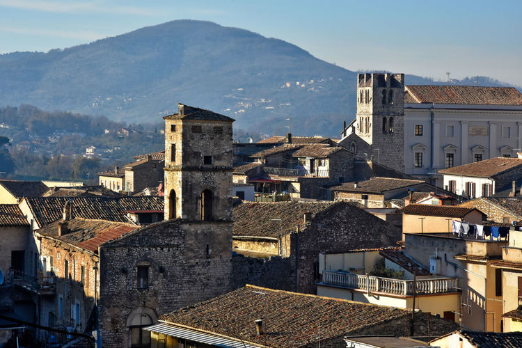 Panoramic view of the medieval town of alatri, italy.