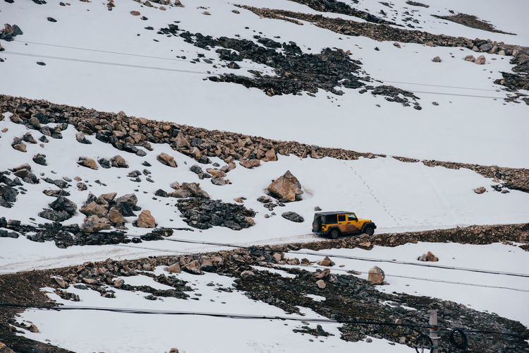 Off-road vehicle on snowfield