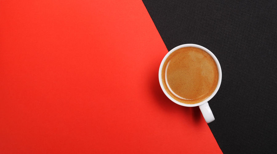 High angle view of coffee on table