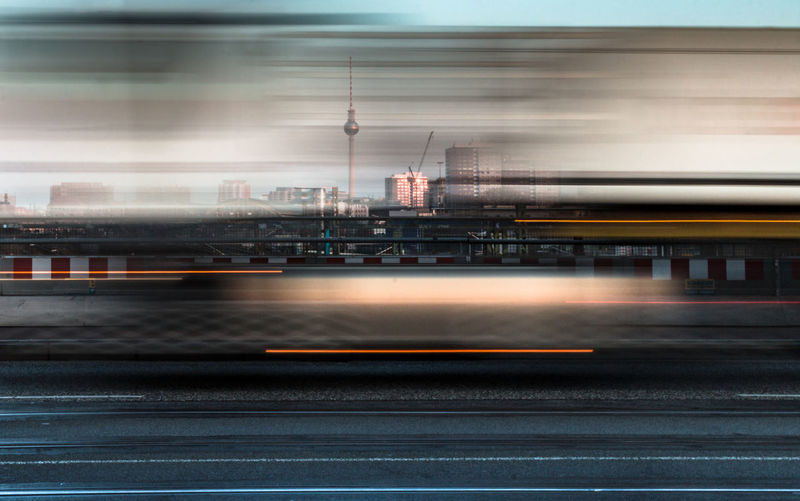 Rush hour starts early in the morning in berlin. dynamic photo with long exposure