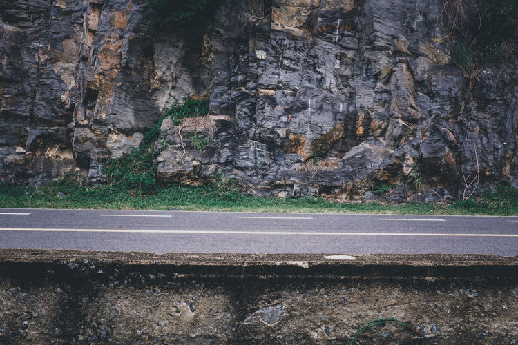 View of road through rock formation