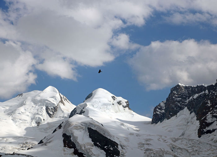 Scenic view of snowcapped mountains against sky as seen from the gornergrat, over zermatt, ch.