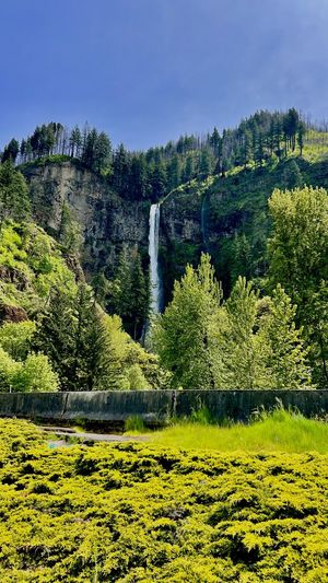 Scenic view of the multnomah falls against sky