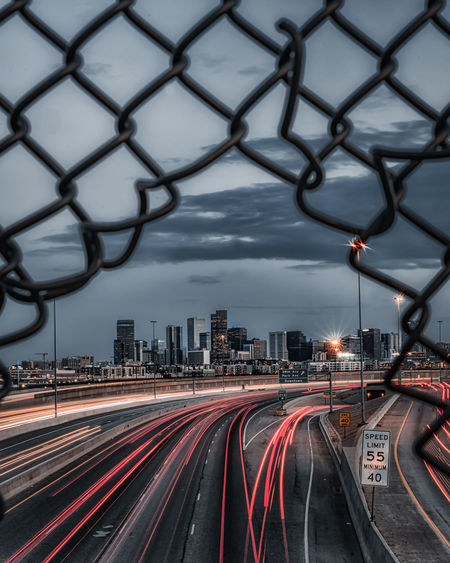 Long exposure overlooking i25 facing the city of denver