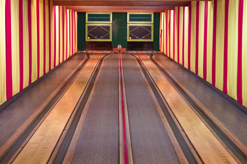 Interior of bowling alley