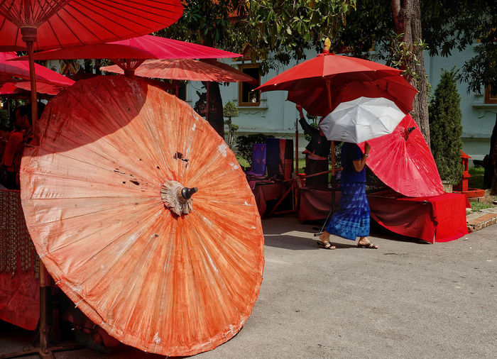 Umbrellas for sale at market stall