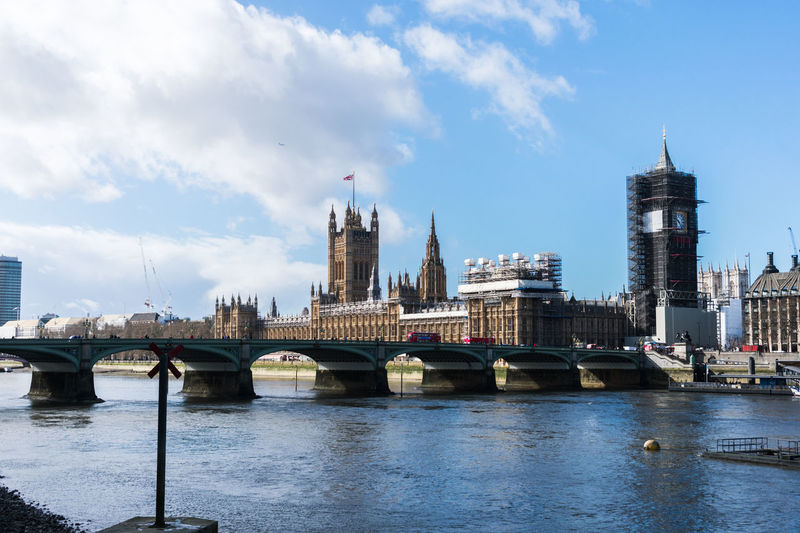 Panoramic of the westminster palace, the big ben is under repair