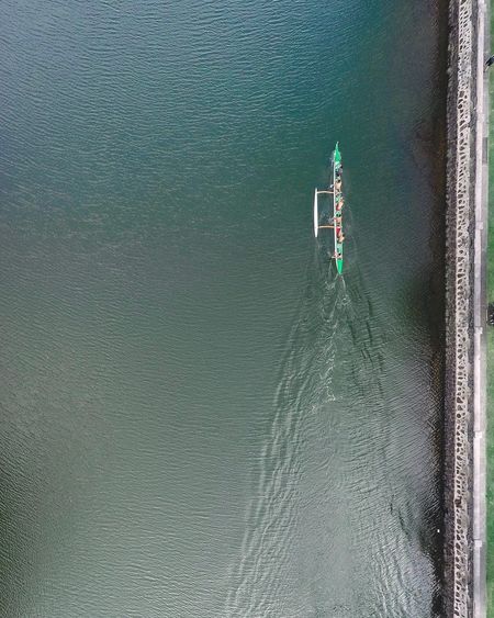 High angle view of person sailing on sea