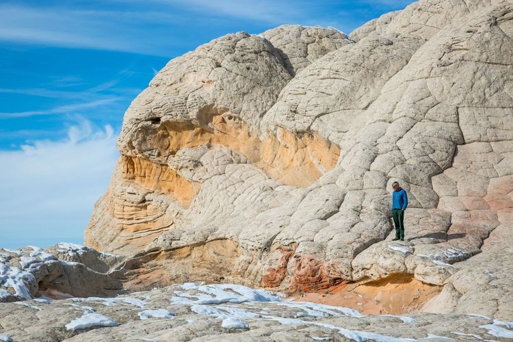 Exploring white pocket (vermilion cliffs, az) on a bluebird winter day
