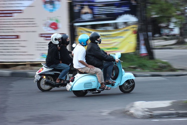 View of motor scooter on road
