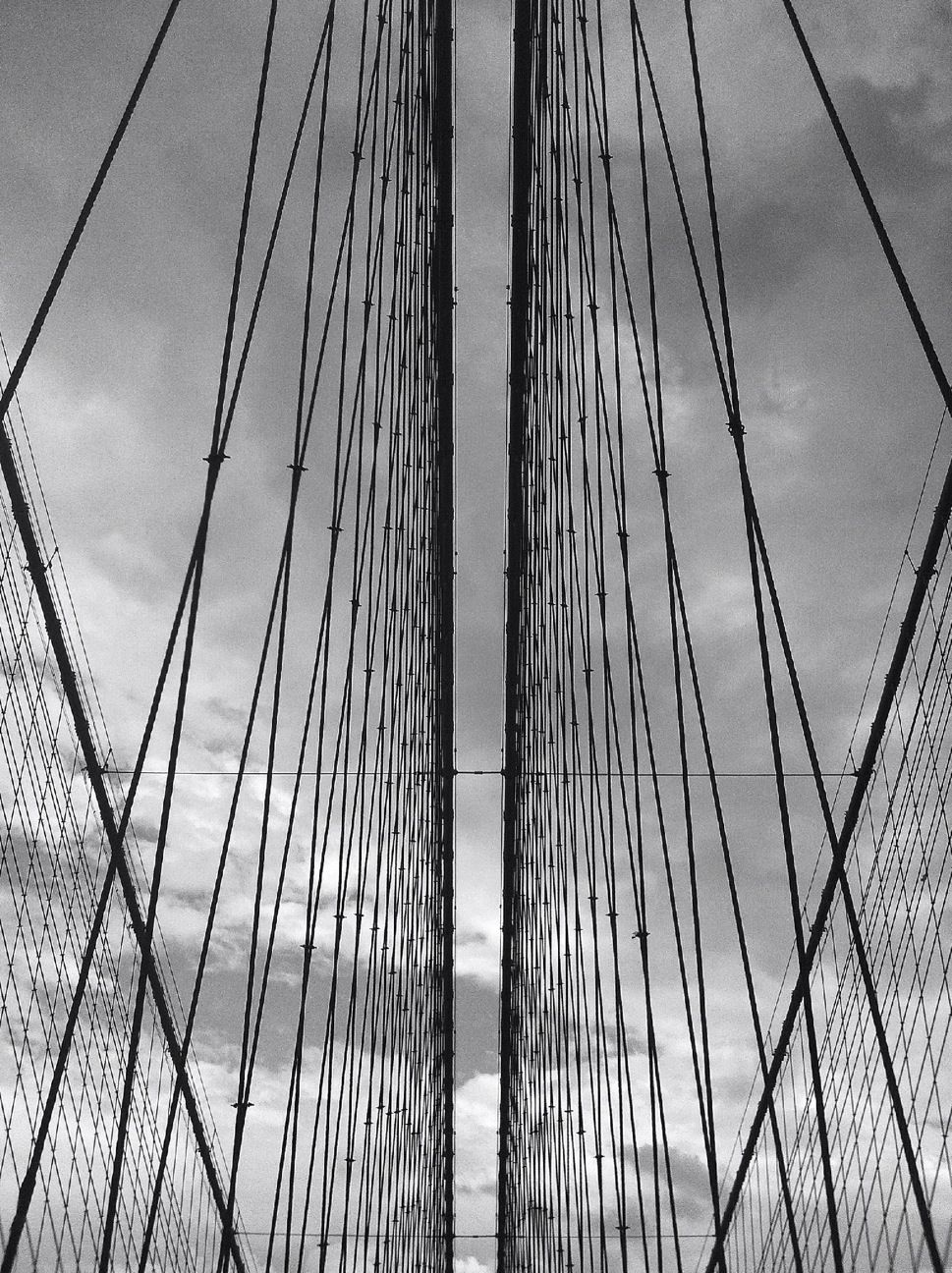 connection, suspension bridge, bridge - man made structure, sky, engineering, transportation, low angle view, outdoors, cable, cloud - sky, no people, day, travel, built structure, architecture, bridge, line, tall ship