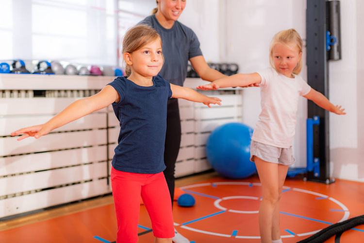 Corrective exercises for children, feet and ankle stabilization, balance improvement