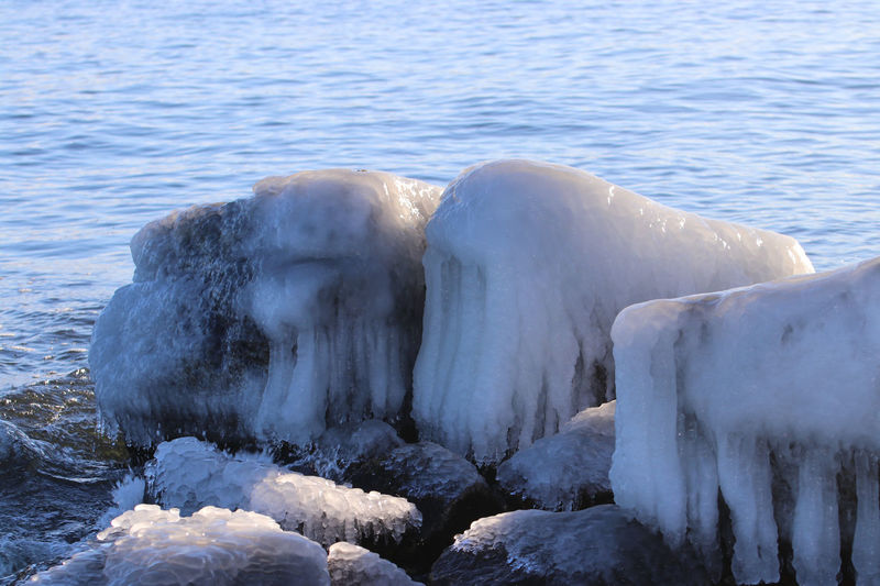 View of frozen sea