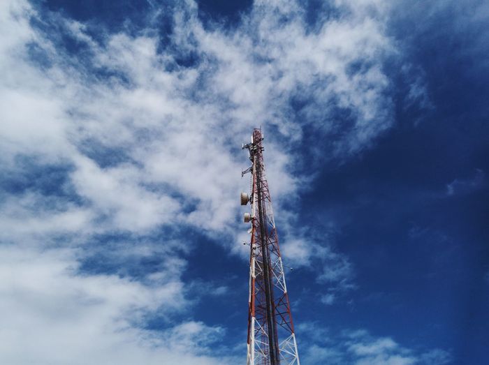 Communications tower against sky
