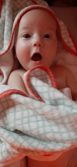 Baby wrapped in towel