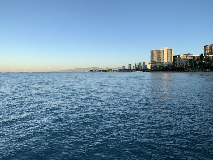 Scenic view of sea against clear sky