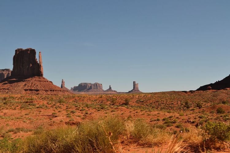 Scenic view of monument valley tribal park against sky