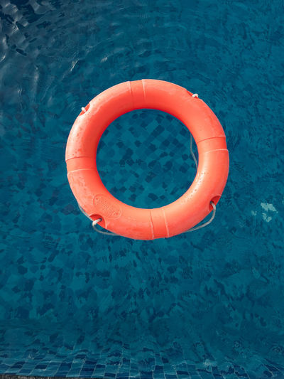 High angle view of inflatable ring in sea
