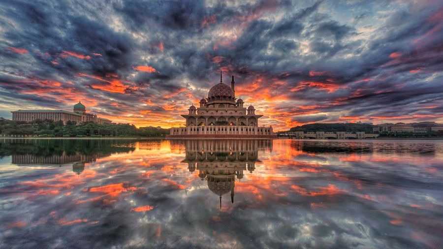 Reflection of building on water