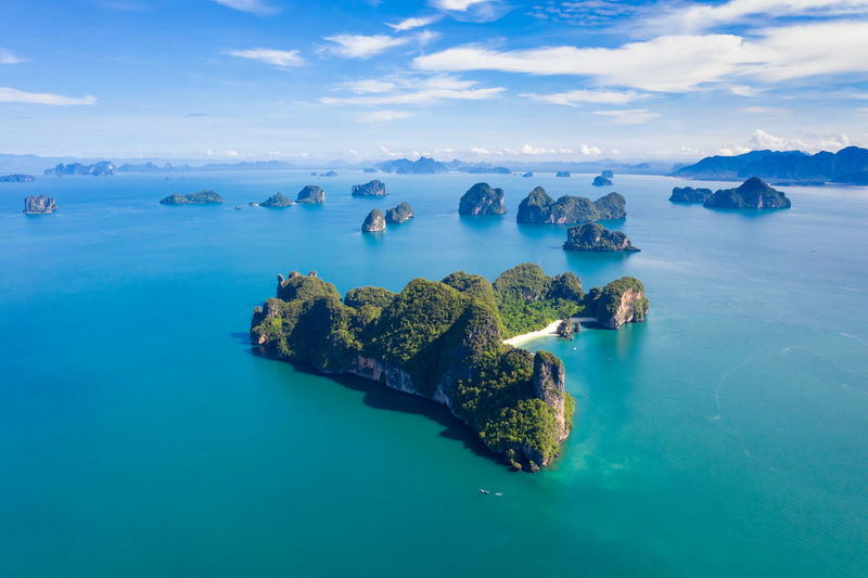 High angle seascape view at krabi thailand 