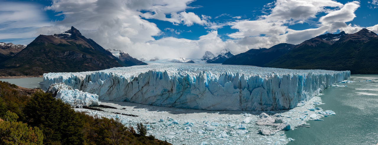 Panoramic view of snowcapped mountains against sky
