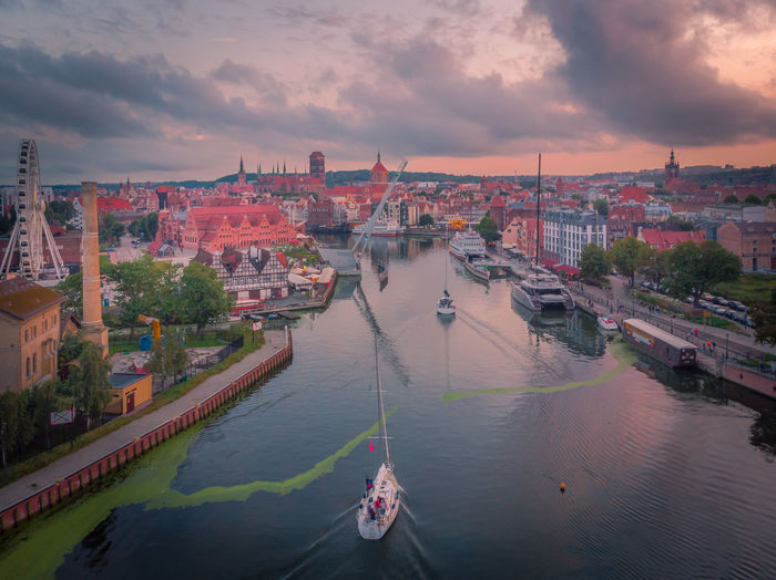 Gdansk at evening from above