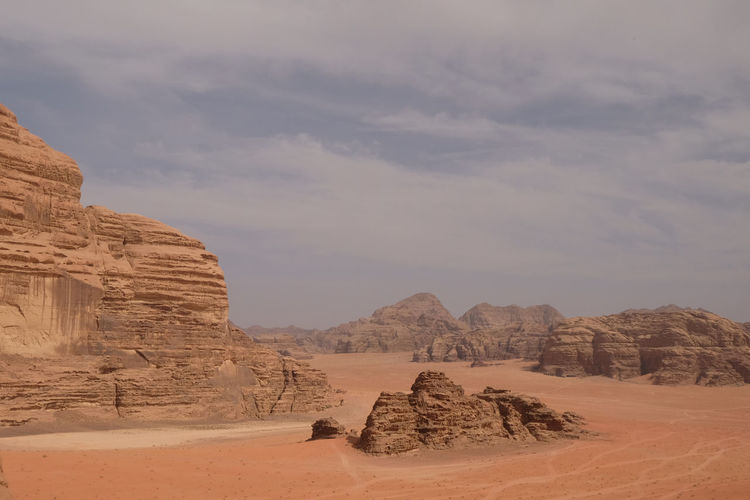 View of amazing wonderful desert at wadi rum national park jordan 2019