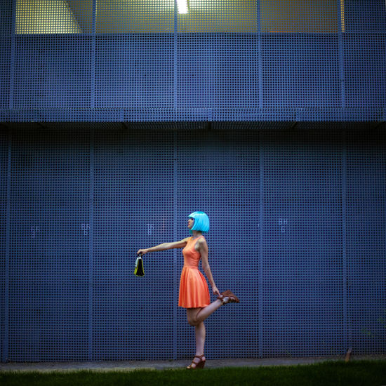 Outdoors People One Person Only Women Fashion Bright Colors Person Streetphoto Summer Salmon Colored