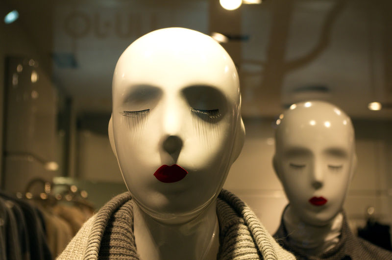 Close-up of mannequin at store