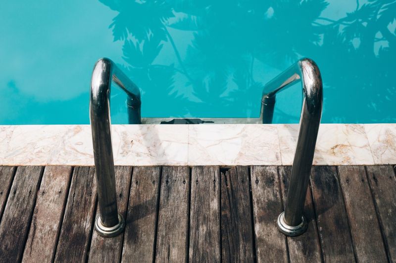 Detail shot of handles at swimming pool