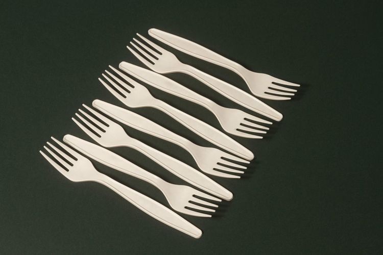 High angle view of forks on black background