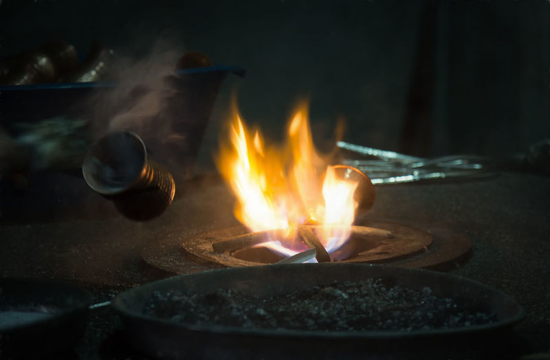 Close-up of burning pot