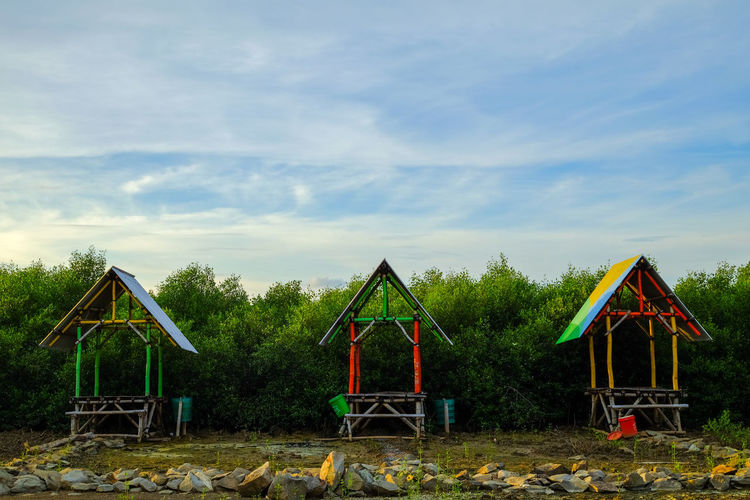 Playground against trees in park