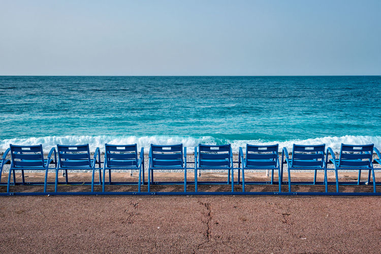 Scenic view of sea against clear sky
