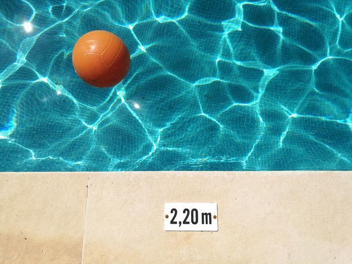 High angle view of ball in swimming pool