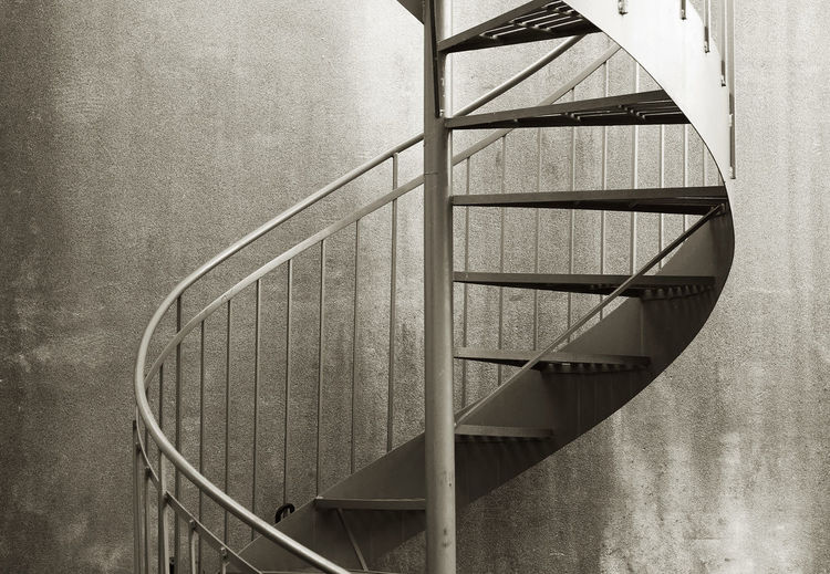 Close-up of spiral staircase in building