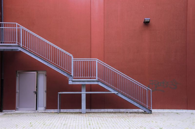 Staircase of red building