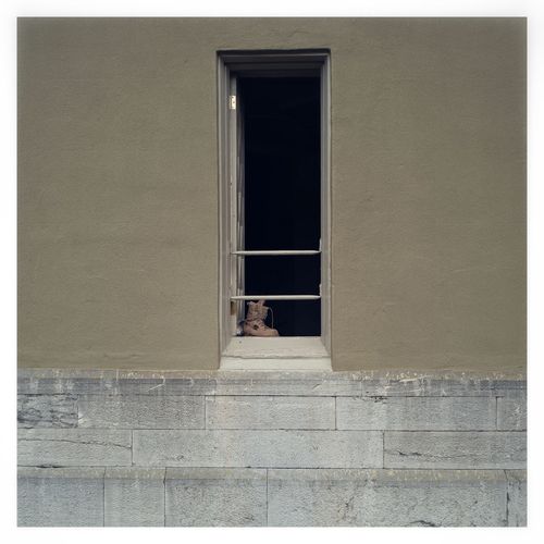Closed door of building