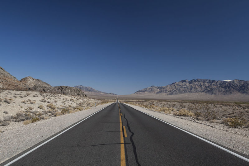 Road in desert against clear sky