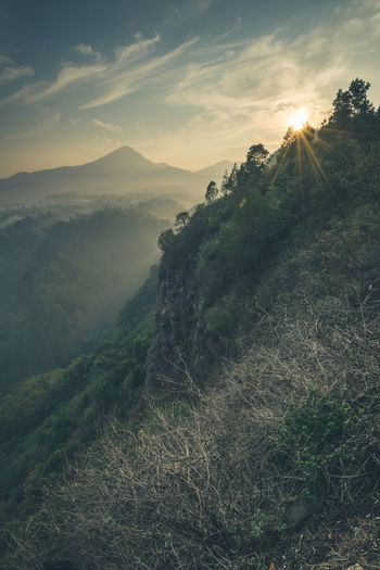 Scenic view of landscape against sky during sunset
