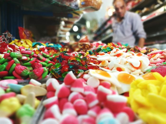 Colorful candies in store for sale